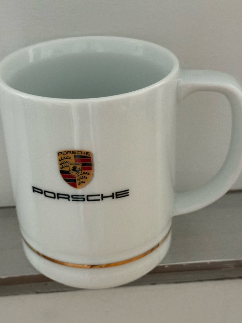 Porsche 2022 White porcelain Mug with Gold Trim